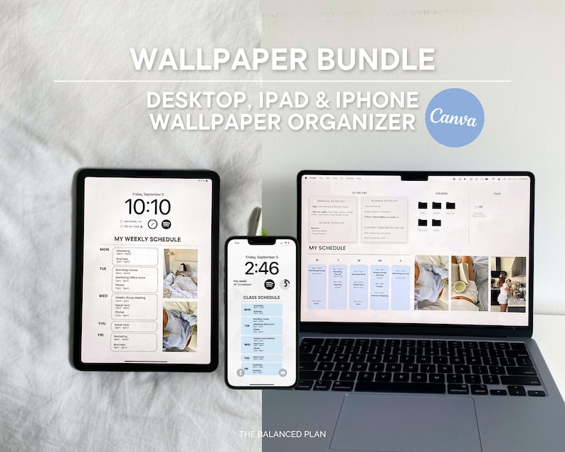 Wallpaper BUNDLE by The Balanced Plan | Desktop, iPad and iPhone, Customizable Digital Backgrounds (Portrait & Landscape)