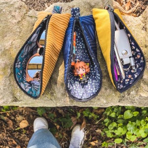 Trousse pochette pétale personnalisée, fait main, avec ou sans broderie