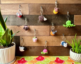 Crochet Critter Keychain • Cute Handmade Amigurumi Backpack Buddy • 100% Organic Cotton Key Fob • Made-To-Order