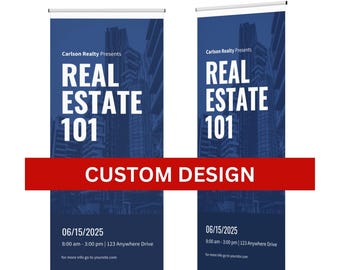 Custom Business Retractable Banner, Business Sign Banner, Stand Roll Up Banner, Pop Up Shop Banner, with Full Color Print, FREE CARRYING BAG
