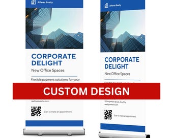 Customizable Retractable Business Banner, Pop Up Shop Banner, Stand Roll Up Banner, Customize Design Offices & Promotions -FREE CARRYING BAG