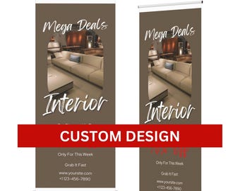 Custom Stand Roll Up Banner, Retractable Banner, Business Sign Banner, Pop Up Shop Banner, with Full Color Print, FREE CARRYING BAG