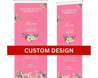 Custom Wedding Retractable Banner, Wedding Sign Banner, Roll Up Banner Stand, Personalized Event Display, Full Color Print-FREE CARRYING BAG