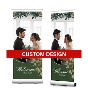 Roll Up Banner Stand, Custom Wedding Retractable Banner, Wedding Sign Banner, Personalized Event Display, Full Color Print,FREE CARRYING BAG