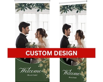 Roll Up Banner Stand, Custom Wedding Retractable Banner, Wedding Sign Banner, Personalized Event Display, Full Color Print,FREE CARRYING BAG