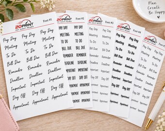 Custom Script Stickers, Personalized Word or Phrase Sticker Sheet, Planner Labels