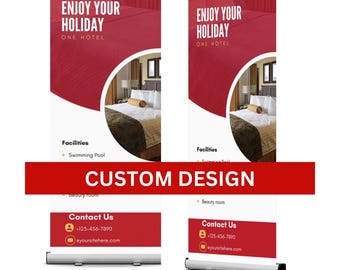 Retractable Banner, Customize Pop Up Shop Banner, Stand Roll Up Banner, Personalized Sign Banner, Full Color Print, FREE CARRYING BAG