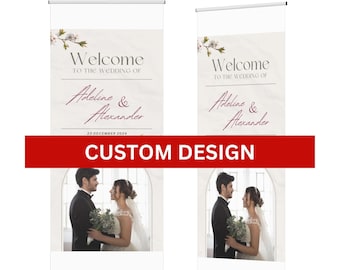 Custom Wedding Retractable Banner, Stand Roll Up Banner, Pop Up Shop Banner, Brand Banner, Full color stand, Free Carrying Bag