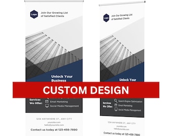 Business Retractable Banner, Customize Pop Up Shop Banner, Stand Roll Up Banner, Business Sign Banner, Full Color Print, FREE CARRYING BAG