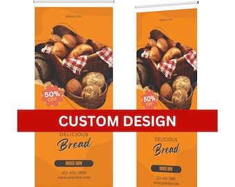 Stand Roll Up Banner, Custom Business Retractable Banner, Business Sign Banner, Pop Up Shop Banner, with Full Color Print, FREE CARRYING BAG