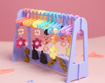 Jewellery Wardrobe Mini Earring Hanger Pastel Rainbow | Holder Stand Retro Dressing Table Decor, Quirky Gifts, Stud and Drop Earring Storage