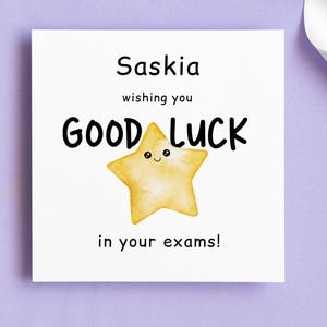 Good Luck with Your Exams Card, Personalised Occasion Card, A Level, GCSE's, Year 11 School Leaver, Gold Star, Student Examination Card