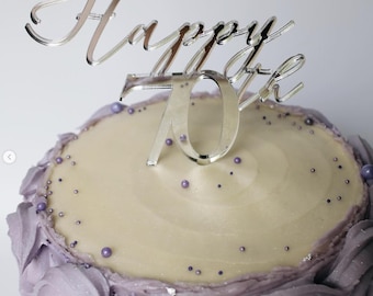 Sodasos Happy 70th Birthday Acrylic Cake Topper - Gold Mirror Finish - Reusable Party Decoration - View #5