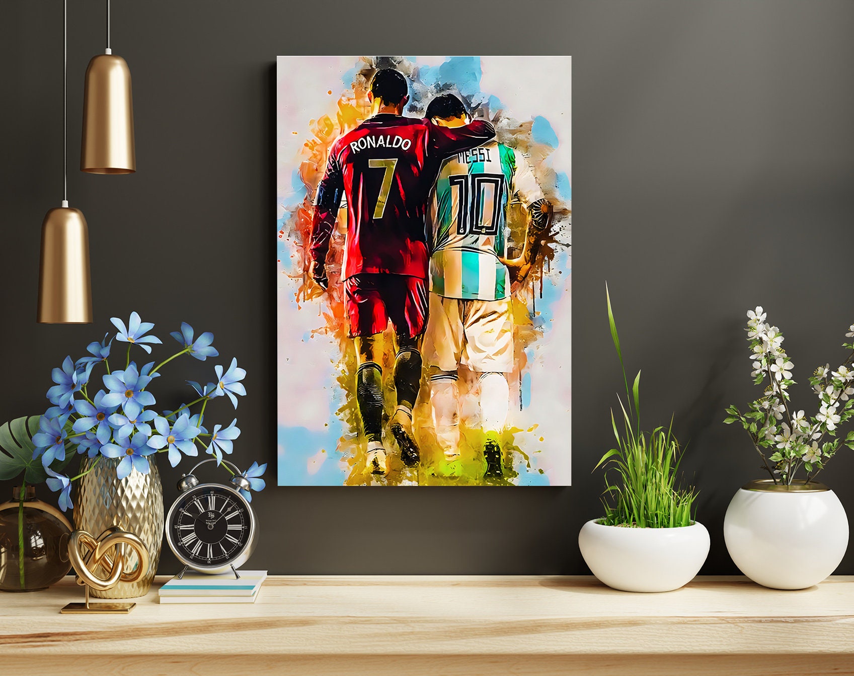 Lionel MESSI & Cristiano RONALDO Art Soccer Sport Legends Wall Art