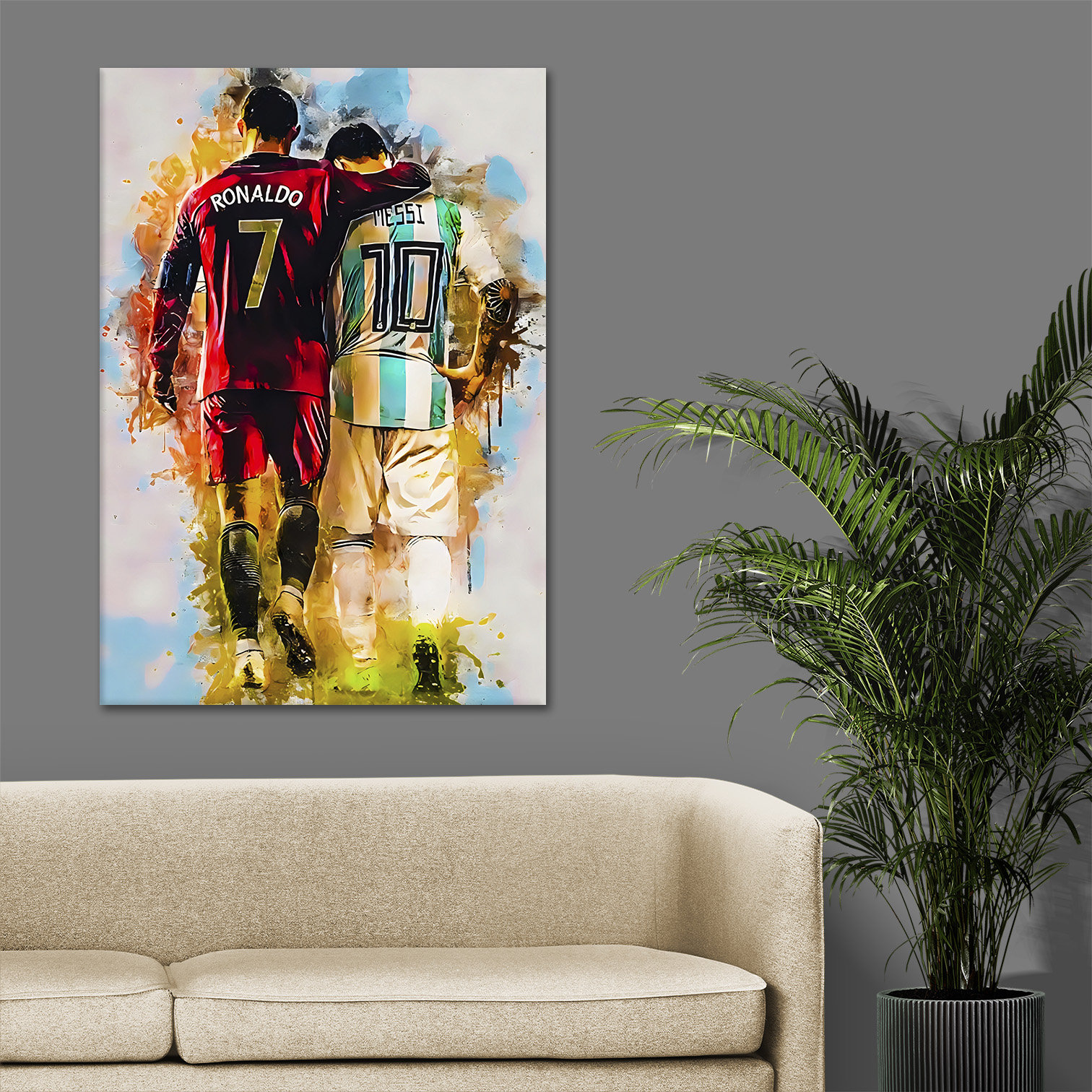 Lionel MESSI & Cristiano RONALDO Art Soccer Sport Legends Wall Art