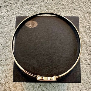 Gold Bangle Bracelet With Baby Pink Heart Center - Absolutely Adorable