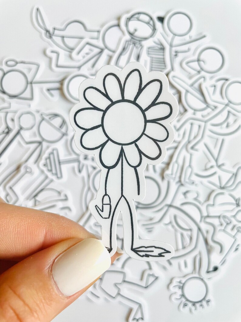 Flower Stickman Sticker Stick Man Stick Figure Minimalist Etsy