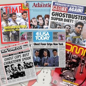 CONJUNTO COMPLETO de capas de jornais e revistas dos Caça-Fantasmas!