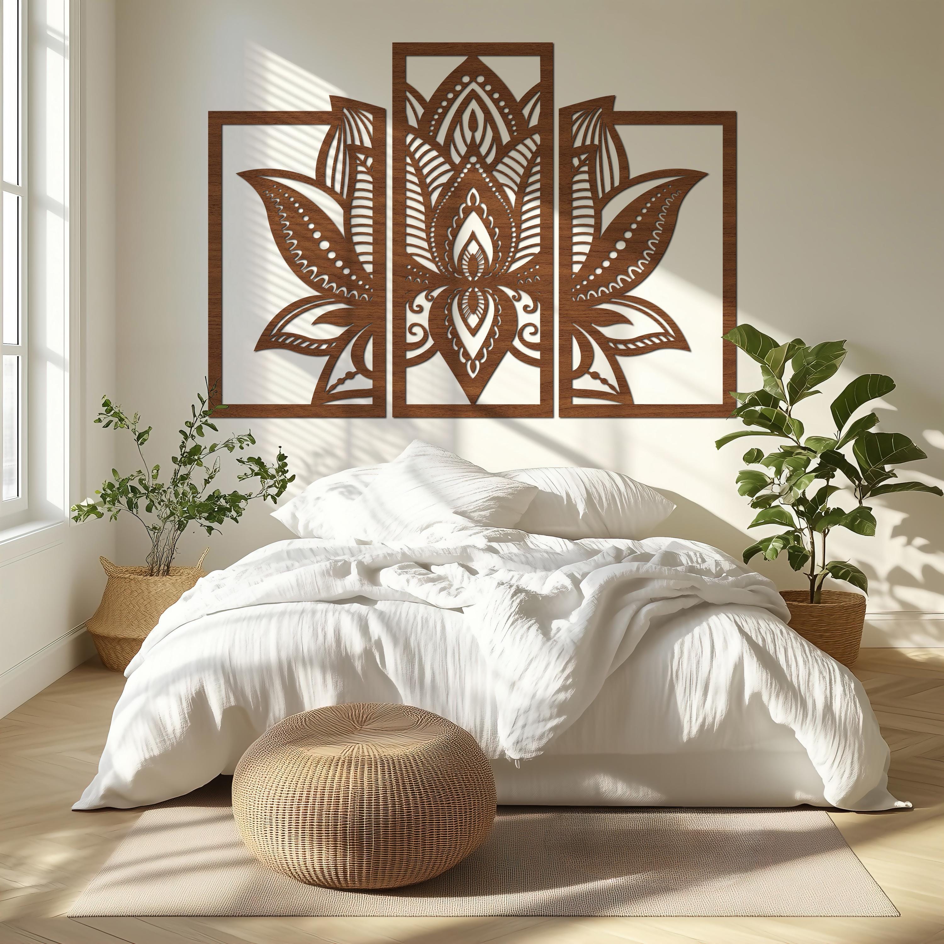 Mandala Lotus Flower Wood Wall Art: Zen Decor, Set of 3 - Etsy