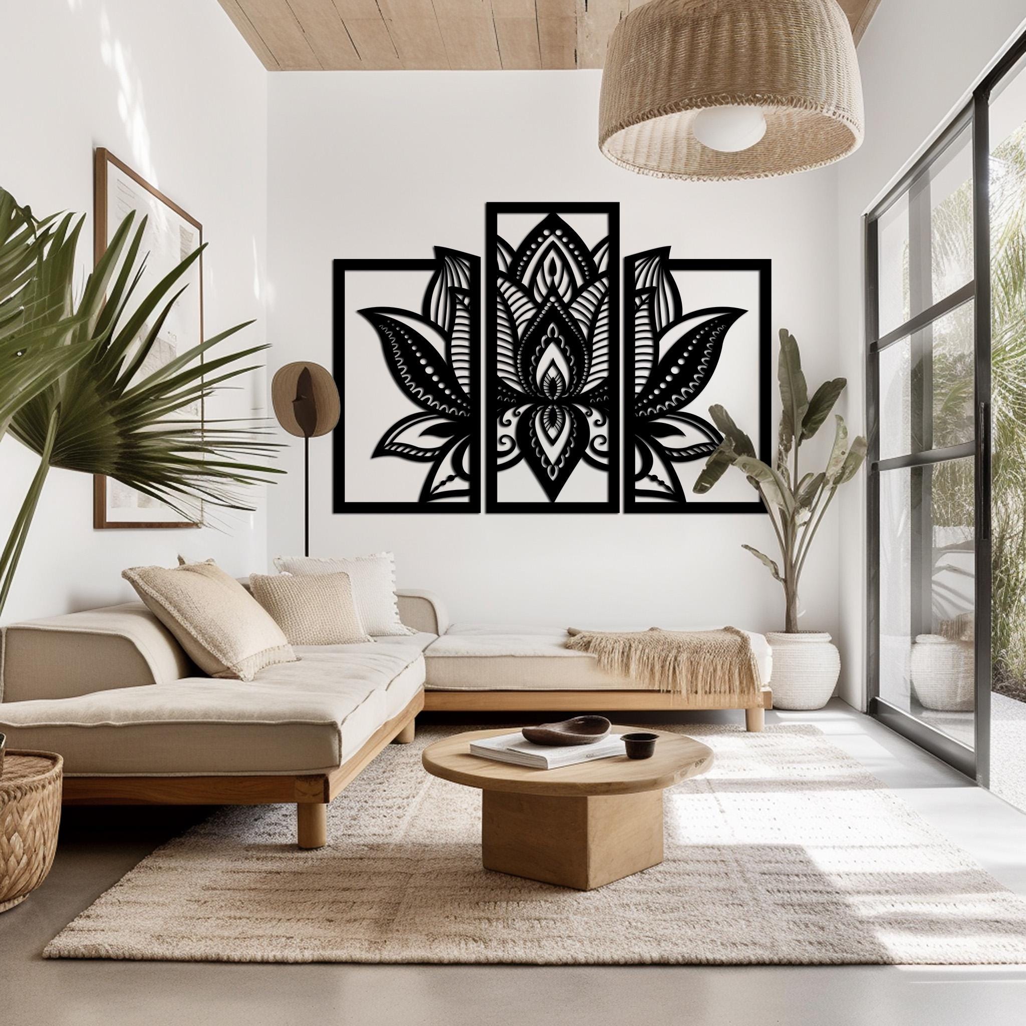 Mandala Lotus Flower Wood Wall Art: Zen Decor, Set of 3 - Etsy