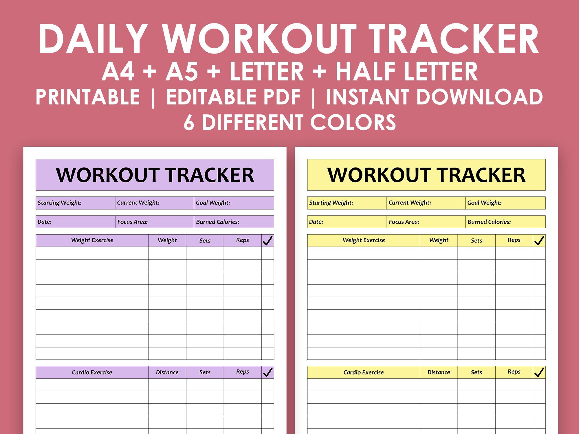 PRINTABLE WORKOUT TRACKER - Etsy