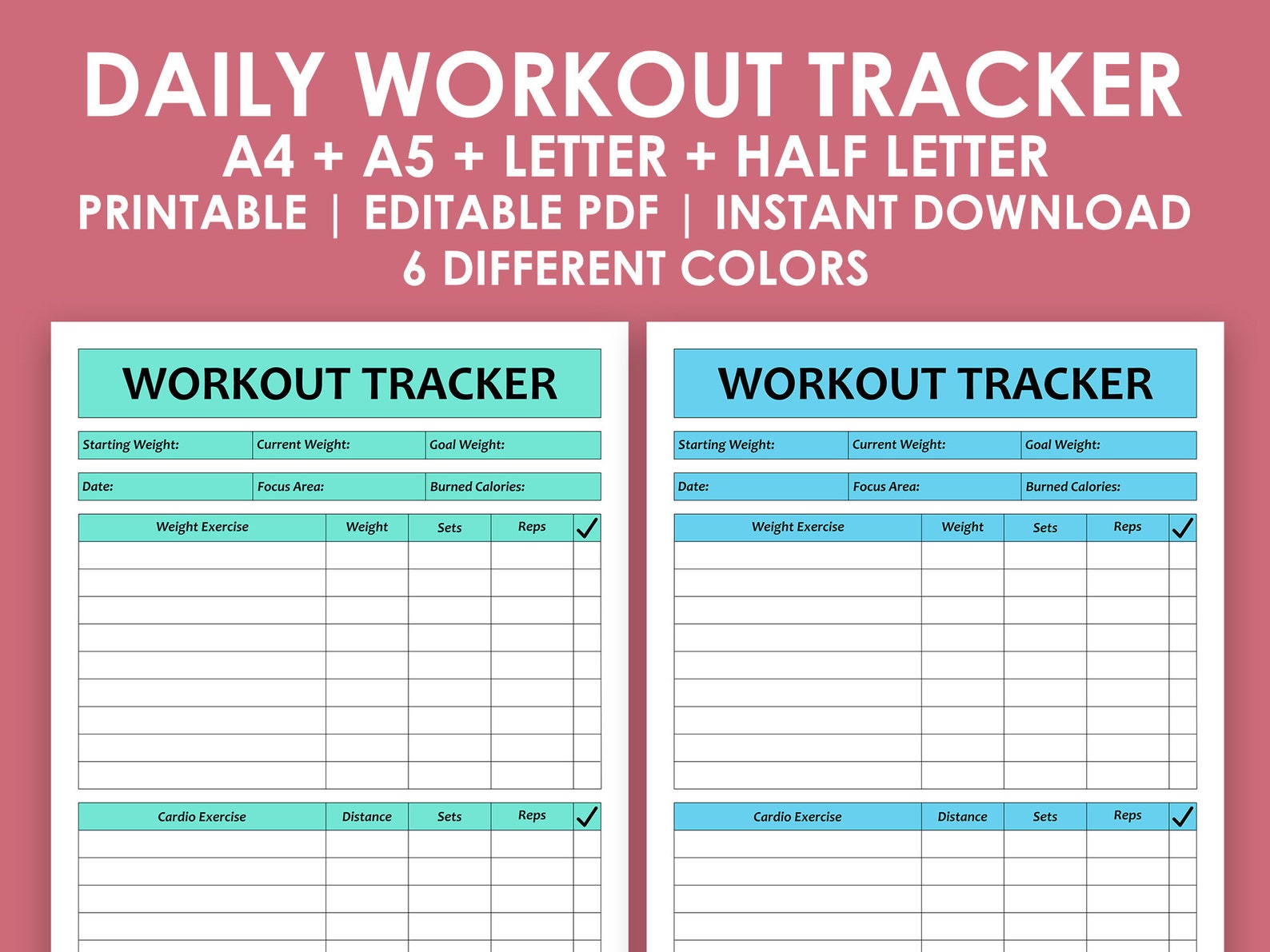 PRINTABLE WORKOUT TRACKER - Etsy