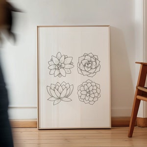 Line Art Print Cactus Botanical Prints Succulent Art Cactus Wall Art Succulent Prints Crazy Plant Lady Boho Cactus Wall Art Minimalist Print
