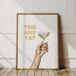 Brudny wydruk artystyczny Martini Akcesoria do wózków barowych Stare pieniądze Estetyczny plakat Martini Szklanki do Martini Plakat koktajlowy Oznakowanie baru To i Yap