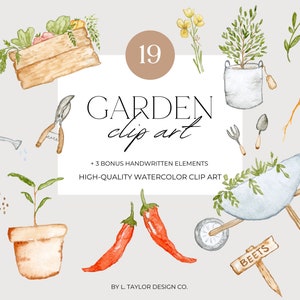 Clip Art Garden Vegetable Watercolor Illustrations Spring ClipArt Instant Download Food Clip Art Design Spring Gardens Hand Painted Elements