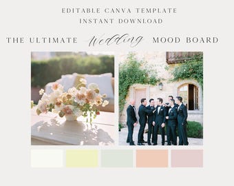 Wedding Mood Board Template Canva | Editable Wedding Vision Board | Digital Wedding Aesthetic Guide | Bridal Color Palette Prep
