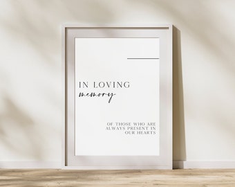 Modern Minimal In Loving Memory Template for Weddings and Events | In Loving Memory Sign for Memory Table