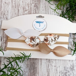 Dusty Gold Collection: Faux Leather Headband, Tie Leather Bow, Baby Bow Headband, Newborn Headband, Toddler Headband, Girl Bow