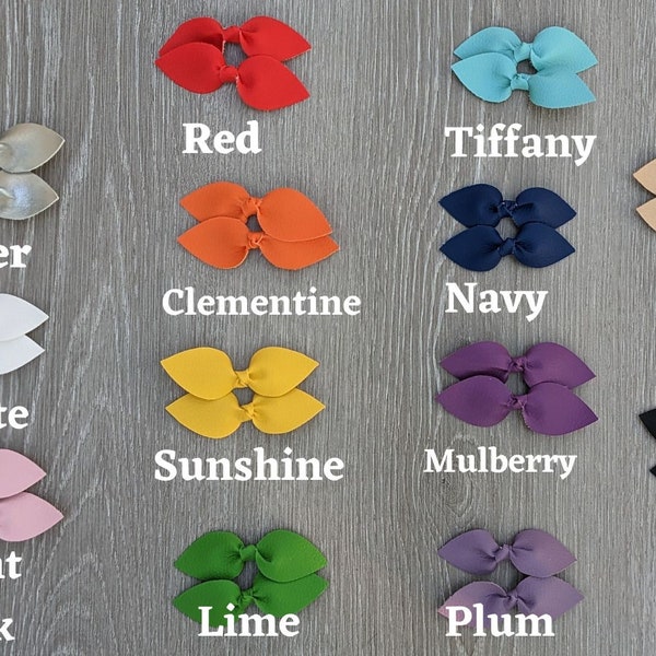 Piggie Bows: Faux Leather Bows, Tie Leather Bow, Baby Bow Clips, Newborn Hair Clips, Toddler Hair Piggie Bows and Clips, Girl Bow