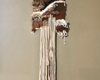 Nigromante - Colgante de pared tejido / Arte de fibra / Macramé / Macraweave / Decoración del hogar / Tapicería / Decoración neutra / Estética neutra