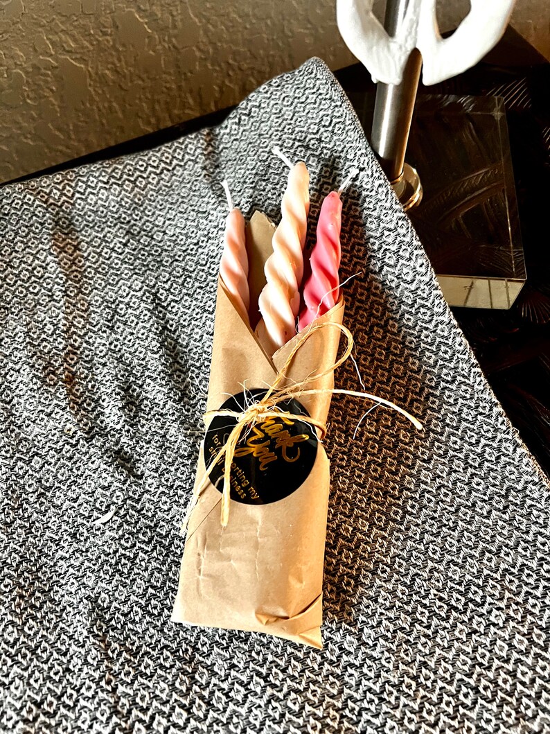 3piece Twisted Pillar Candles Bundle Beeswax Etsy