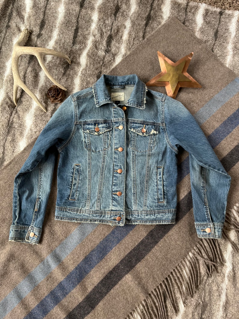 Women's Denim Jacket With Gorgeous Wool Accent Looks Great With ...