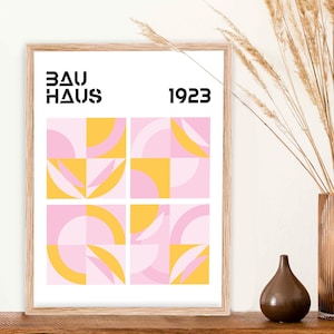 Bauhaus Inspired Print | Geometric Print | Wall Art | Pink & Yellow prints | DIGITAL FILE ONLY