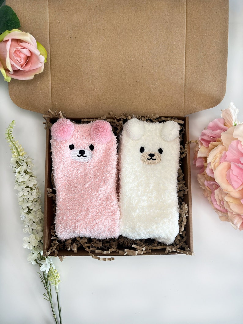 Cute Bear Fluffy Socks | Fluffy Socks Gift Box | Womens Socks Gift Box image 3