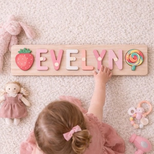 Personalised Name Wooden Puzzle | Baby Shower Gift | Early Learning Puzzle | Custom Name Baby Room Ideas | 1st Birthday Gift image 2