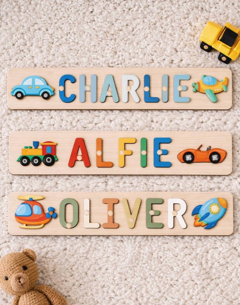 Personalised Name Wooden Puzzle | Baby Shower Gift | Early Learning Puzzle | Custom Name Baby Room Ideas | 1st Birthday Gift image 3