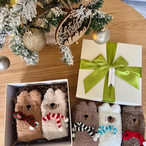 Winter Fluffy Socks Gift Box | Womens Socks Gift Box | Cute Bear Socks | Stocking Filler | Gift for Her image 5