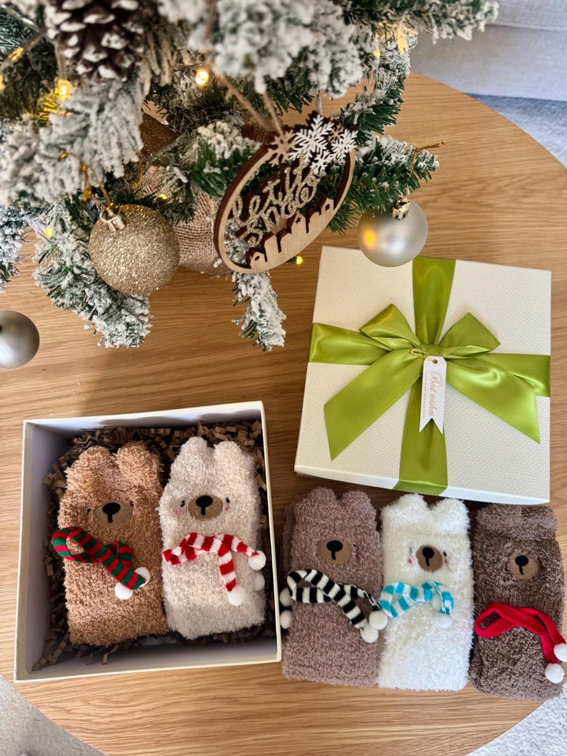 Winter Fluffy Socks Gift Box | Womens Socks Gift Box | Cute Bear Socks | Stocking Filler | Gift for Her image 5