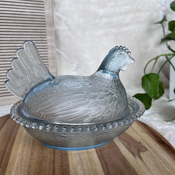 Hen on a Nest Lidded Glass Container