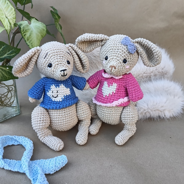 Canguros Amigurumi Oliver y Leah Patrón de crochet, Guía de Tejido en Español