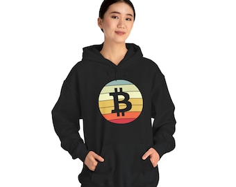 Vintage bitcoin-hoodie, crypto-sweater, bitcoin-hoodie, uniseks sweater met capuchon van zware kwaliteit - cadeau voor hem/haar - grafisch