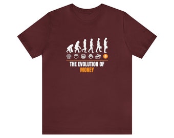 Crypto Evolution Bitcoin T-shirt, grappig Crypto Investment T-shirt, BTC T-shirt, Unisex Jersey korte mouw T-shirt - cadeau voor hem/haar - grafisch