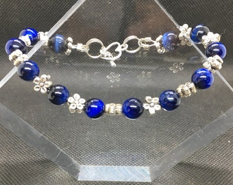 Blue Cats Eye Bracelet, blue bracelet, sister gift, gift for her, gift for him, birthday gift, Father's Day gift, Mother's Day gift,