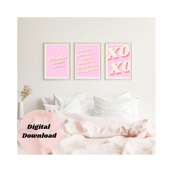 Pink Gossip Girl landscape prints | pink neon prints | pink and orange wall art | girl wall art | edgy wall prints