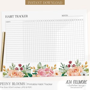 Habit Tracker Printable, Habit Tracker Template, Routine Tracker, 30 Day Habit Challenge, Monthly Habit Tracker, Habit Tracker, Goal Tracker
