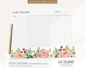 Habit Tracker Printable, Habit Tracker Template, Routine Tracker, 30 Day Habit Challenge, Monthly Habit Tracker, Habit Tracker, Goal Tracker